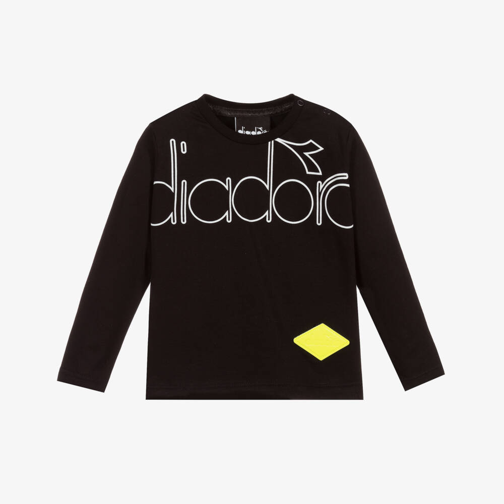 Diadora-Boys Black Cotton Top | Childrensalon Outlet