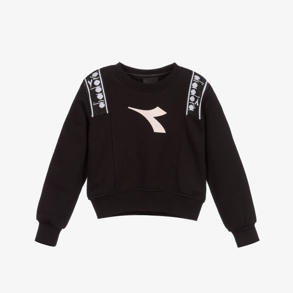 Diadora-Girls Black Cotton Sweatshirt | Childrensalon Outlet