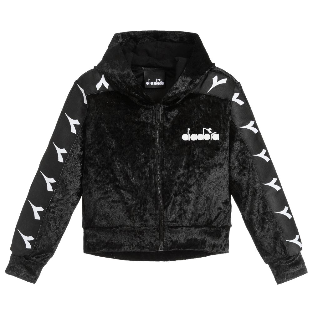 Diadora - Girls Black Jersey Zip-Up Top | Childrensalon