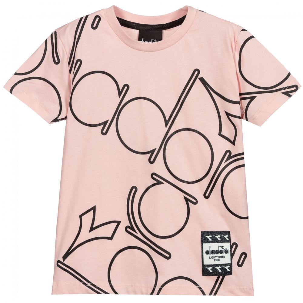 Diadora - Girls Cotton Pink T-Shirt | Childrensalon