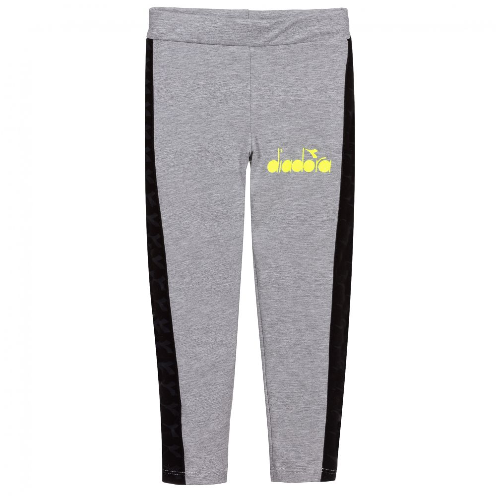 Diadora - Girls Grey Cotton Leggings  | Childrensalon