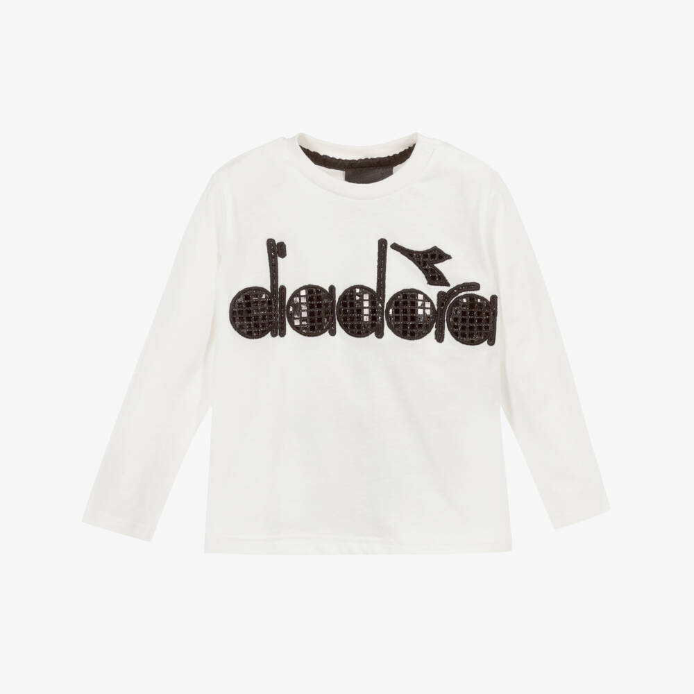 Diadora-Girls White Cotton Top  | Childrensalon Outlet