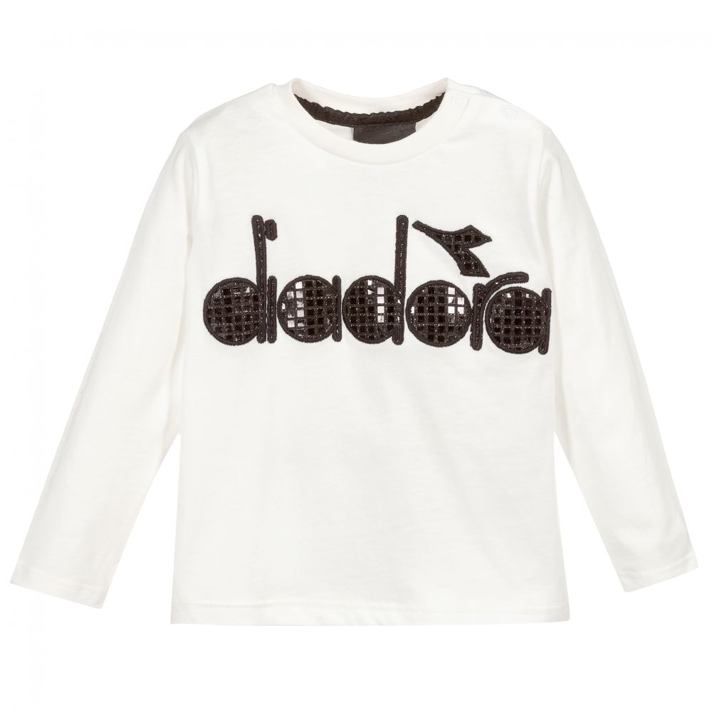 Diadora - Girls White Cotton Top  | Childrensalon