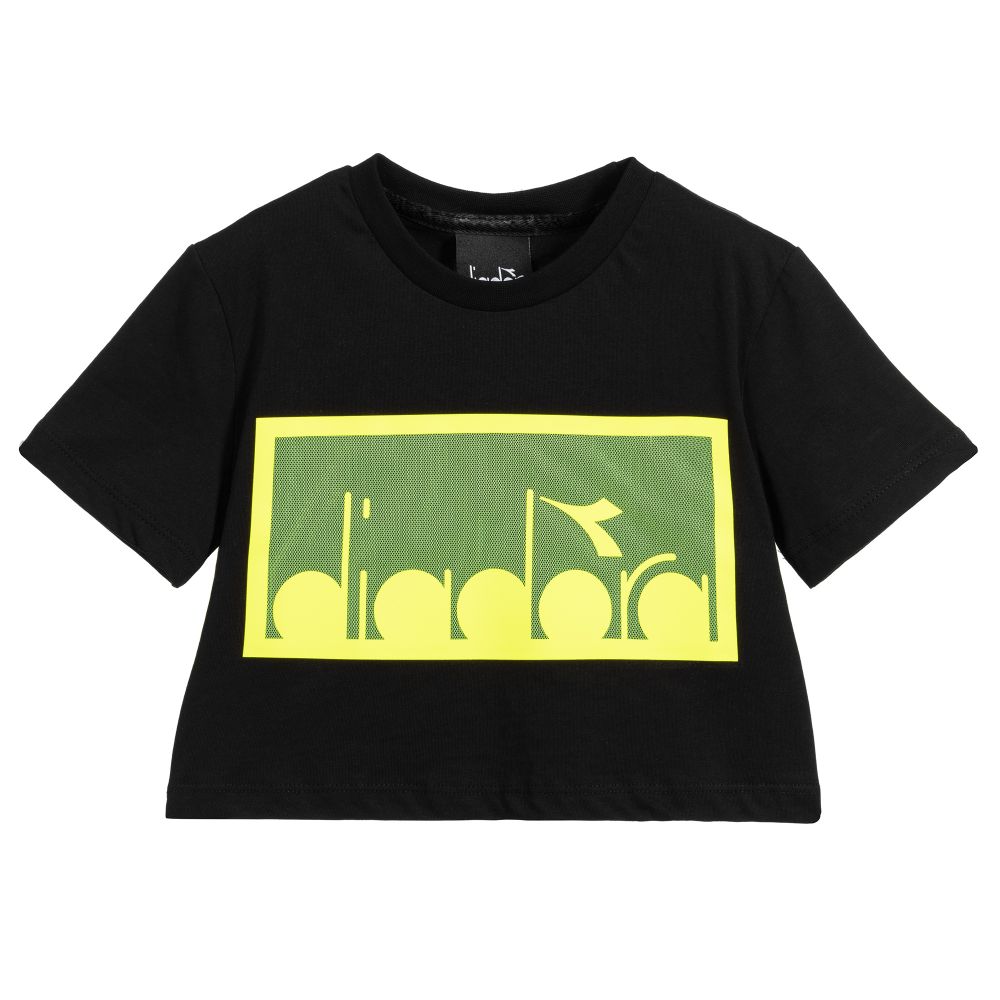 Diadora Teen Black Logo Cropped Top Childrensalon Outlet