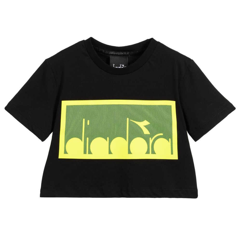 Diadora - Teen Black Logo Cropped Top | Childrensalon