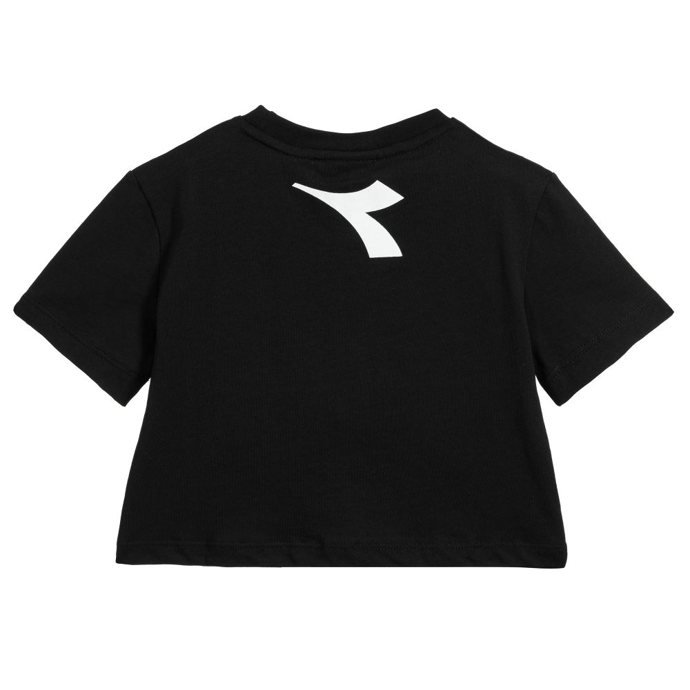 Diadora-Teen Black Logo Cropped Top | Childrensalon Outlet