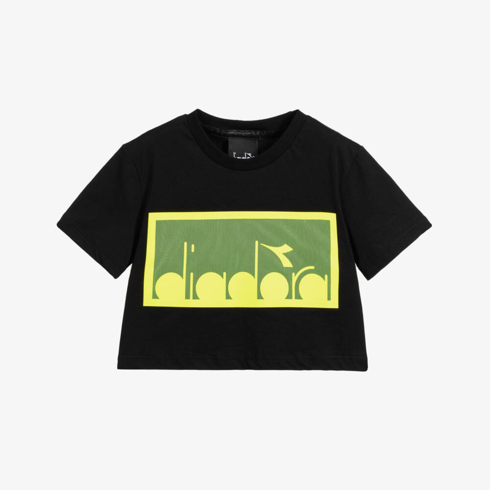 Diadora-Teen Black Logo Cropped Top | Childrensalon Outlet