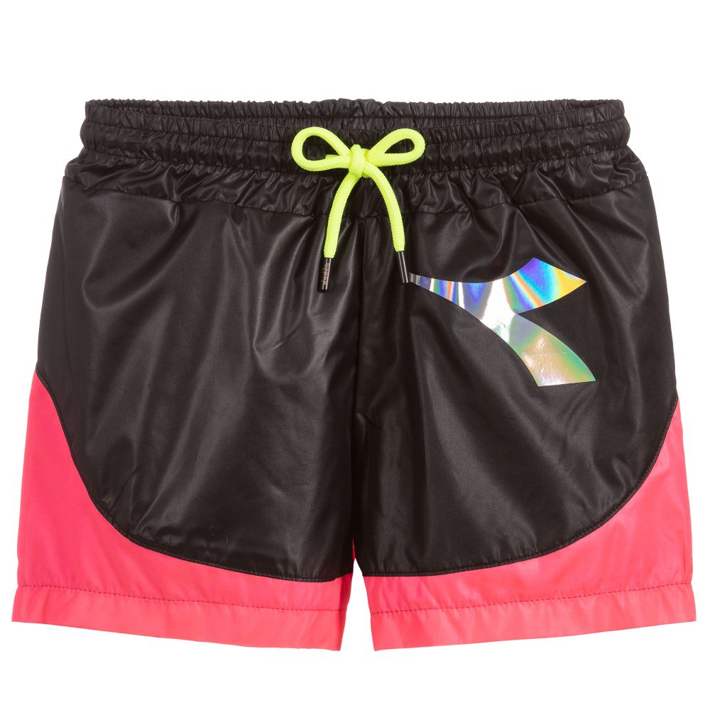 Diadora - Teen Black & Pink Logo Shorts | Childrensalon