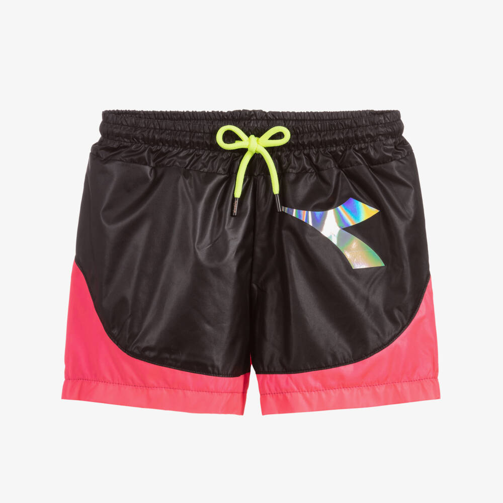 Diadora-Teen Black & Pink Logo Shorts | Childrensalon Outlet