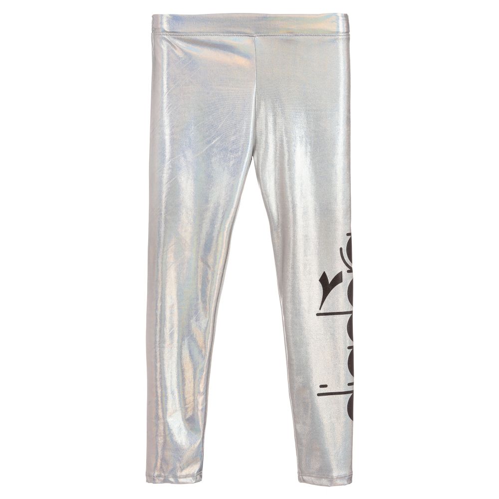 Teen Girls Silver Logo Leggings