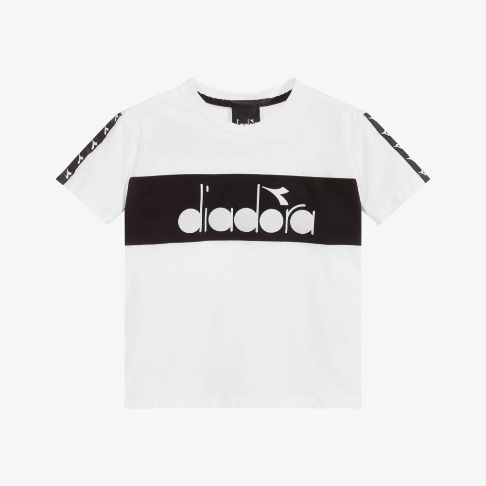 Diadora-White Cotton Logo T-Shirt | Childrensalon Outlet