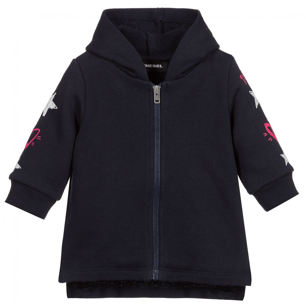 Diesel - Baby Girls Blue Zip-Up Top | Childrensalon