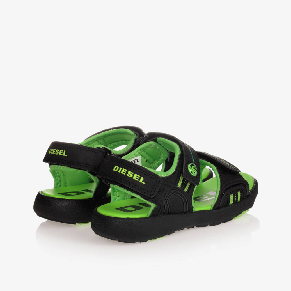 Diesel-Черно-зеленые сандалии с ремешками | Childrensalon Outlet