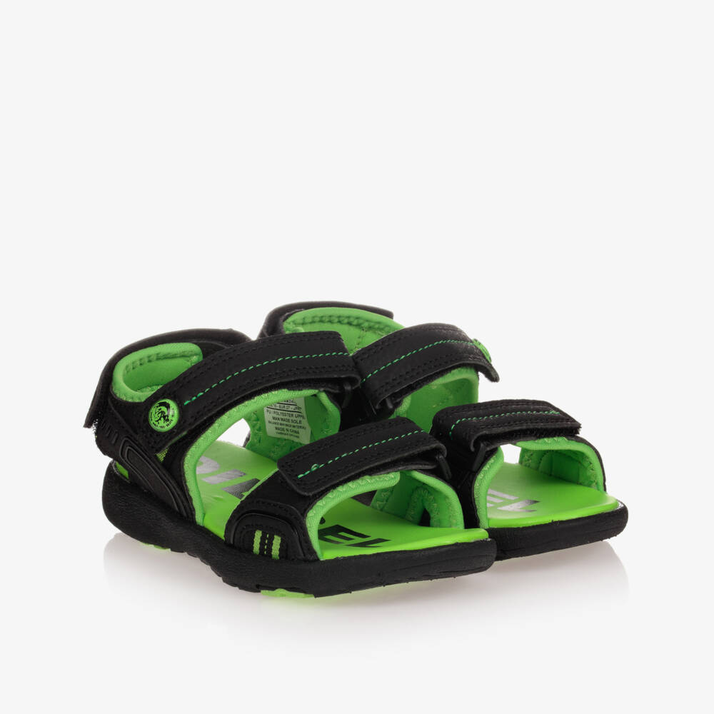 Diesel-Черно-зеленые сандалии с ремешками | Childrensalon Outlet