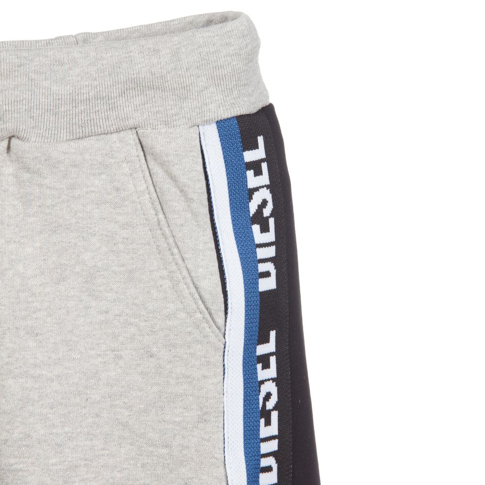 Diesel-Black & Grey Cotton Joggers | Childrensalon Outlet
