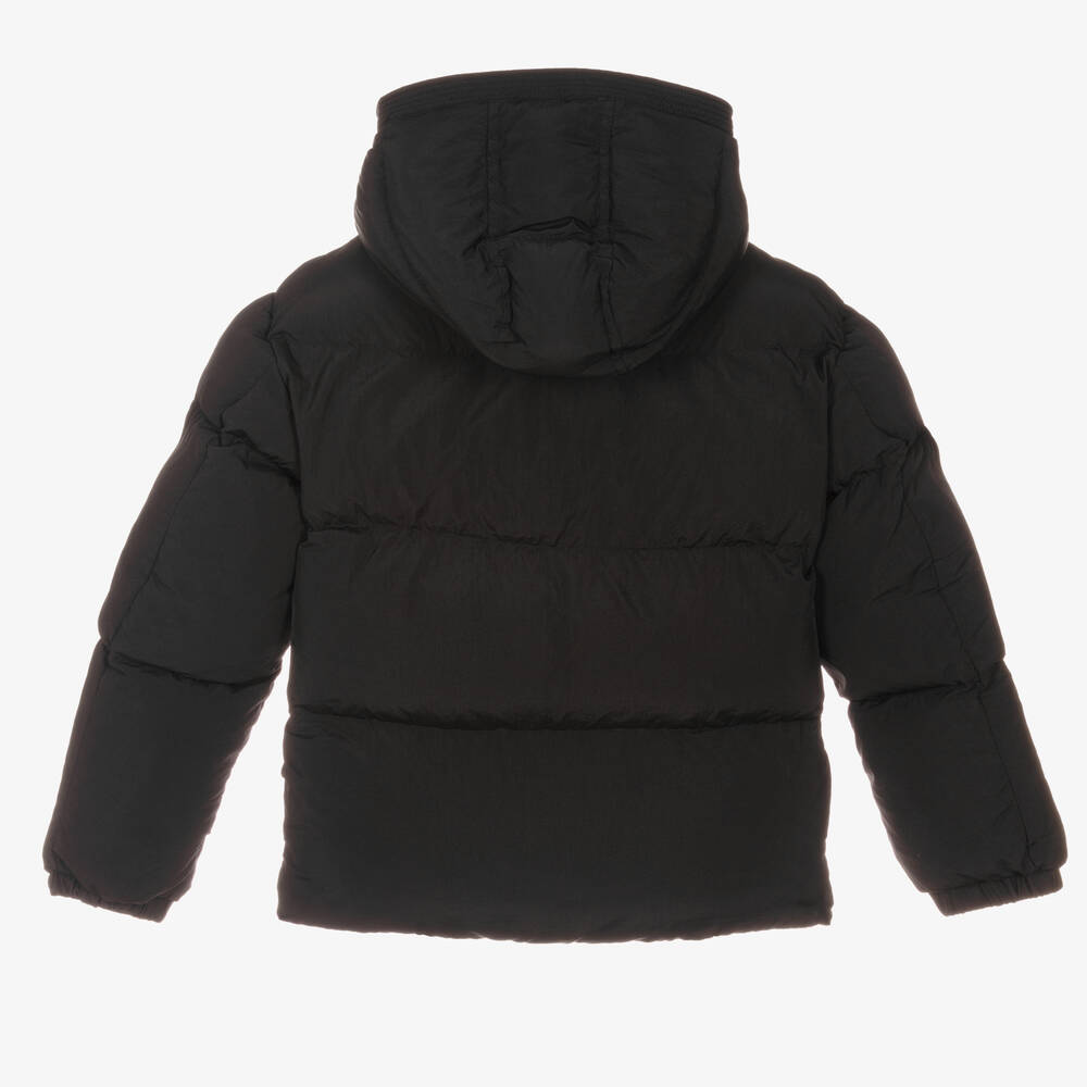 Diesel-Black Hooded Puffer Coat | Childrensalon Outlet