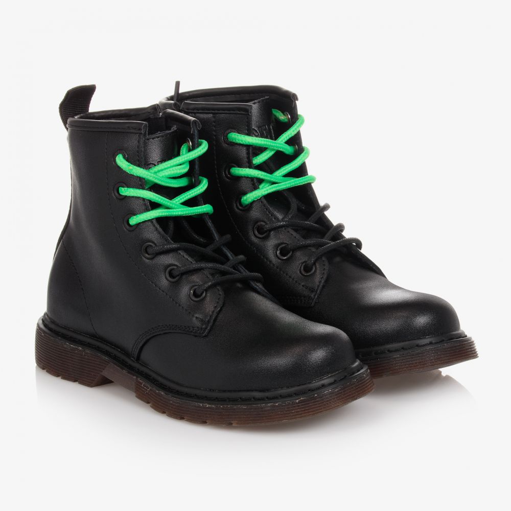 Diesel - Black leather Lace-Up Boots | Childrensalon