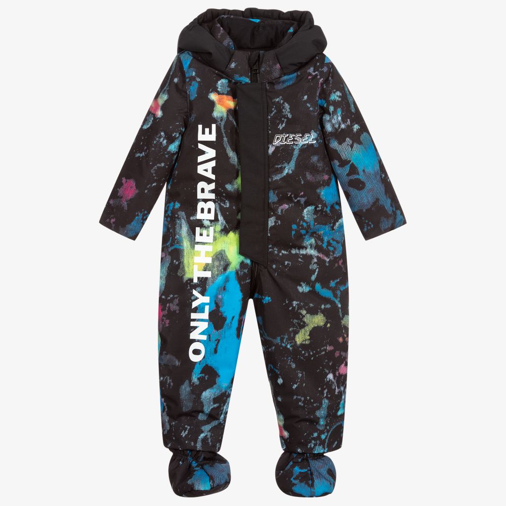 Diesel-Black Logo Baby Snowsuit | Childrensalon Outlet