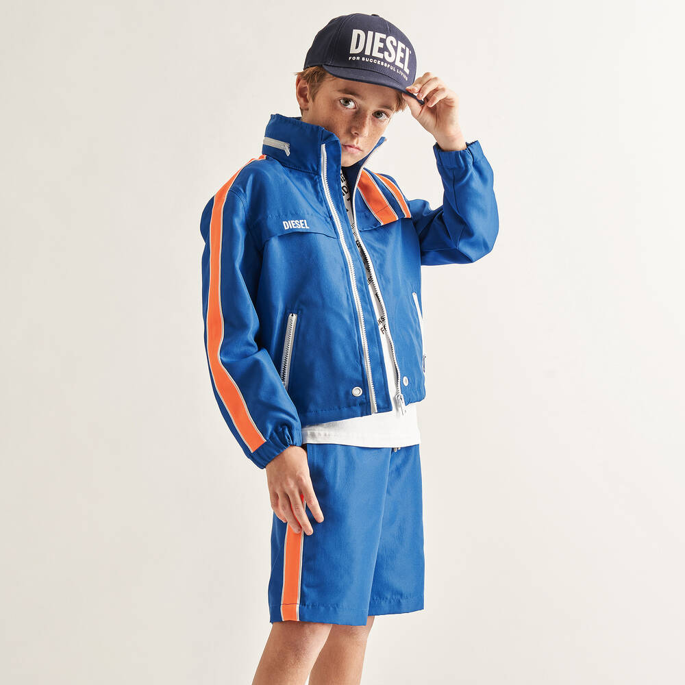 Diesel-Blue & Neon Orange Shorts | Childrensalon Outlet