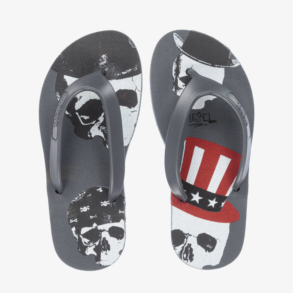 Diesel-Boys Black Flip-Flops | Childrensalon Outlet