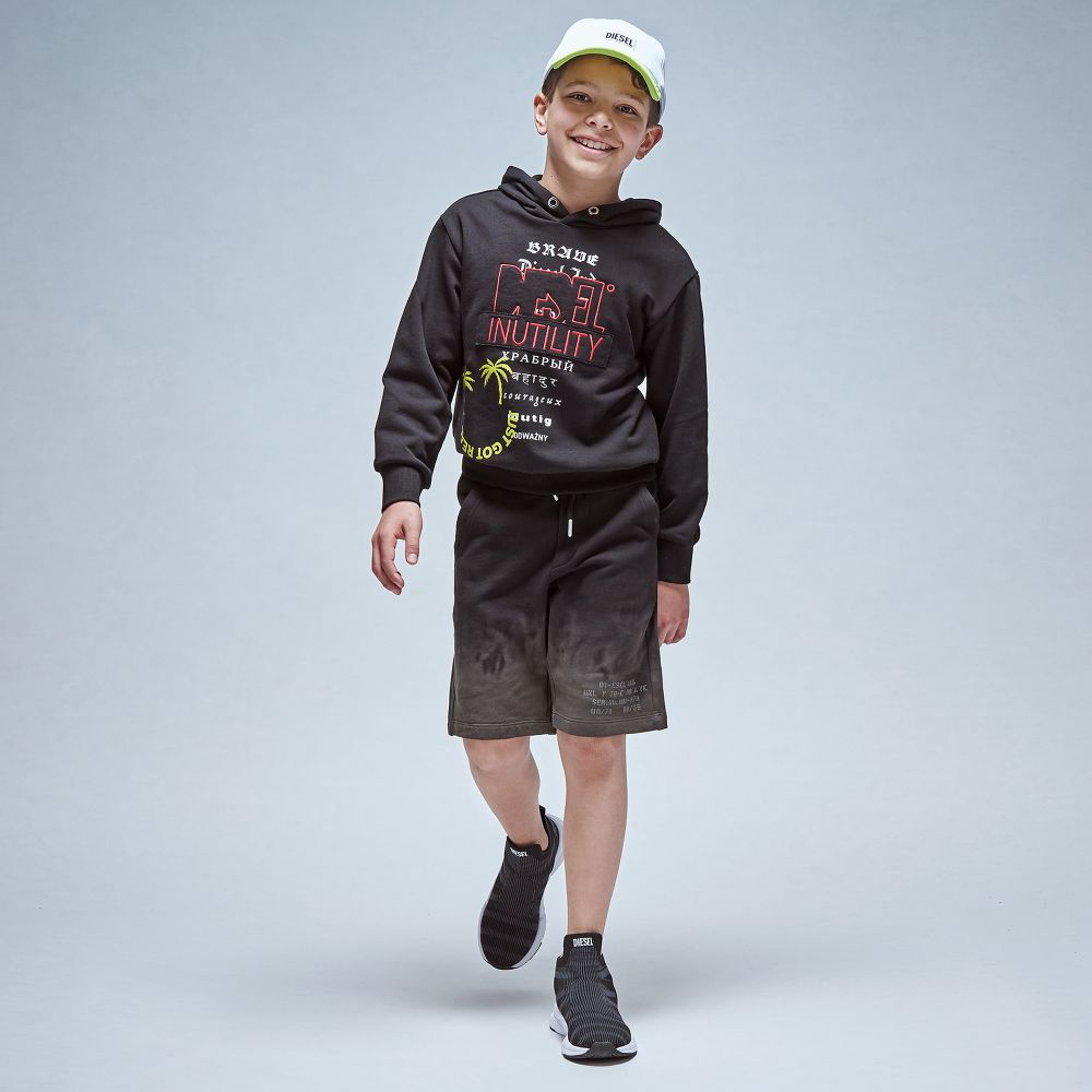 Diesel Boys Black Jersey Shorts Childrensalon Outlet