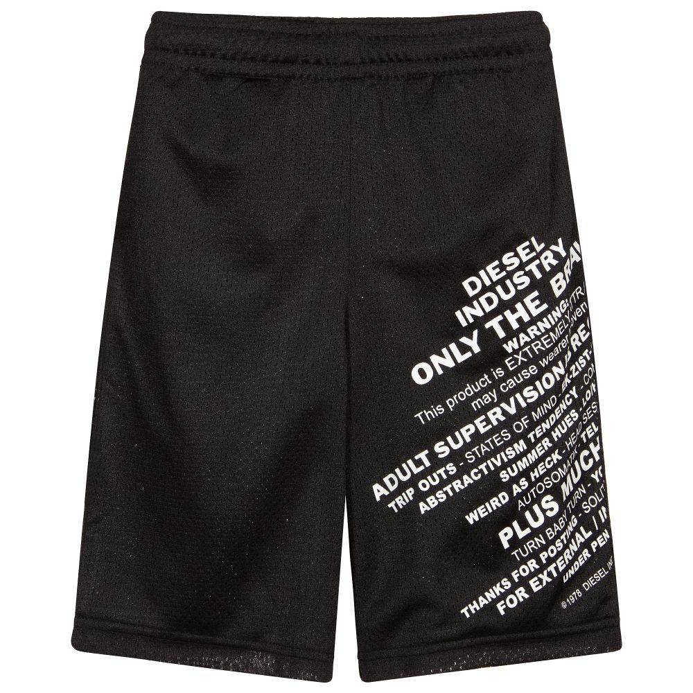 Diesel - Boys Black Logo Shorts | Childrensalon