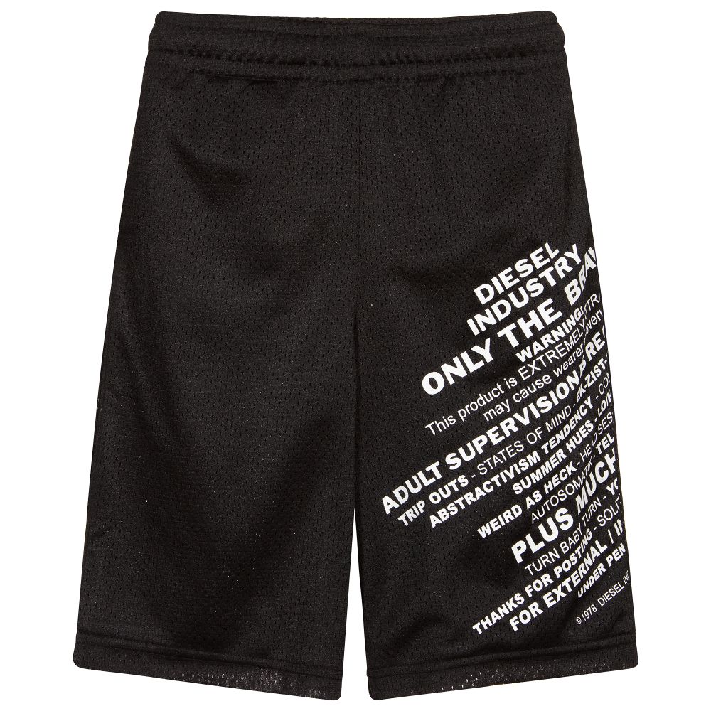 Diesel-Boys Black Logo Shorts | Childrensalon Outlet