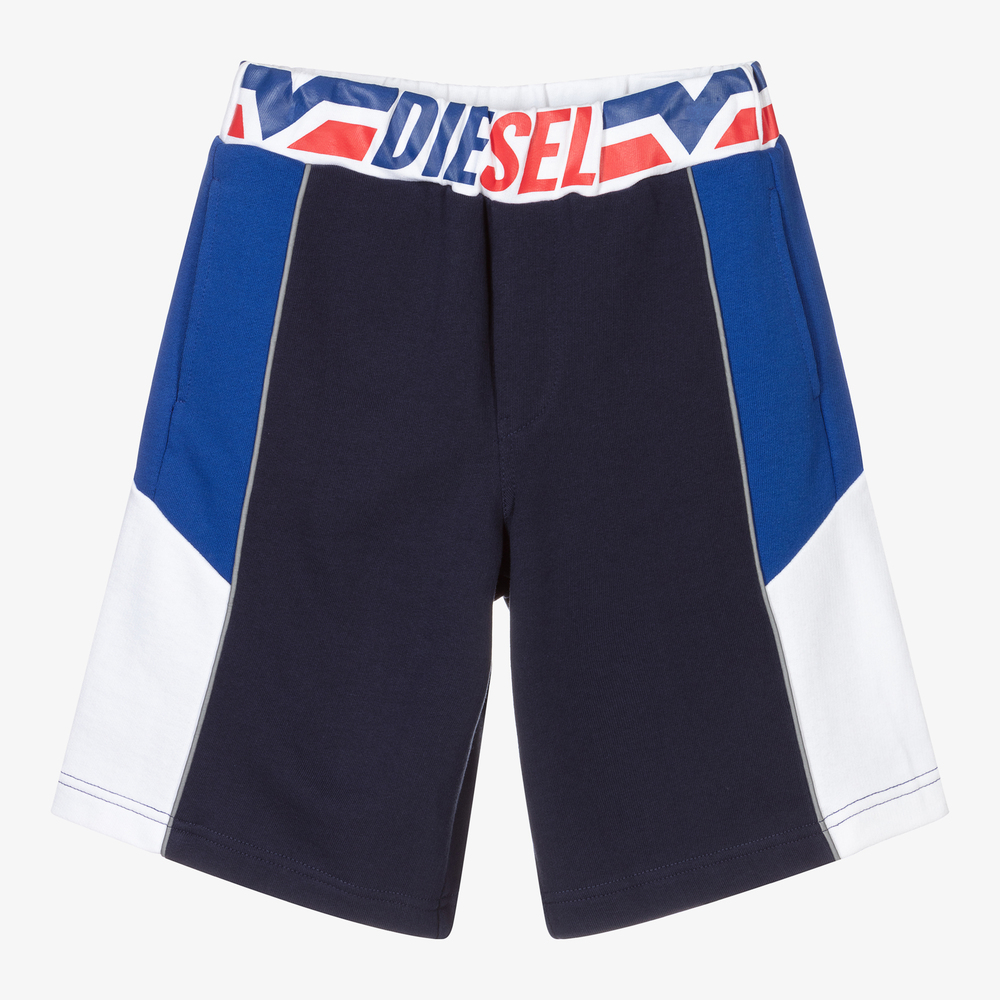 Diesel - Boys Blue Cotton Jersey Shorts | Childrensalon