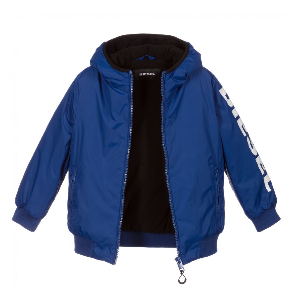 Diesel Boys Blue Logo Hooded Jacket