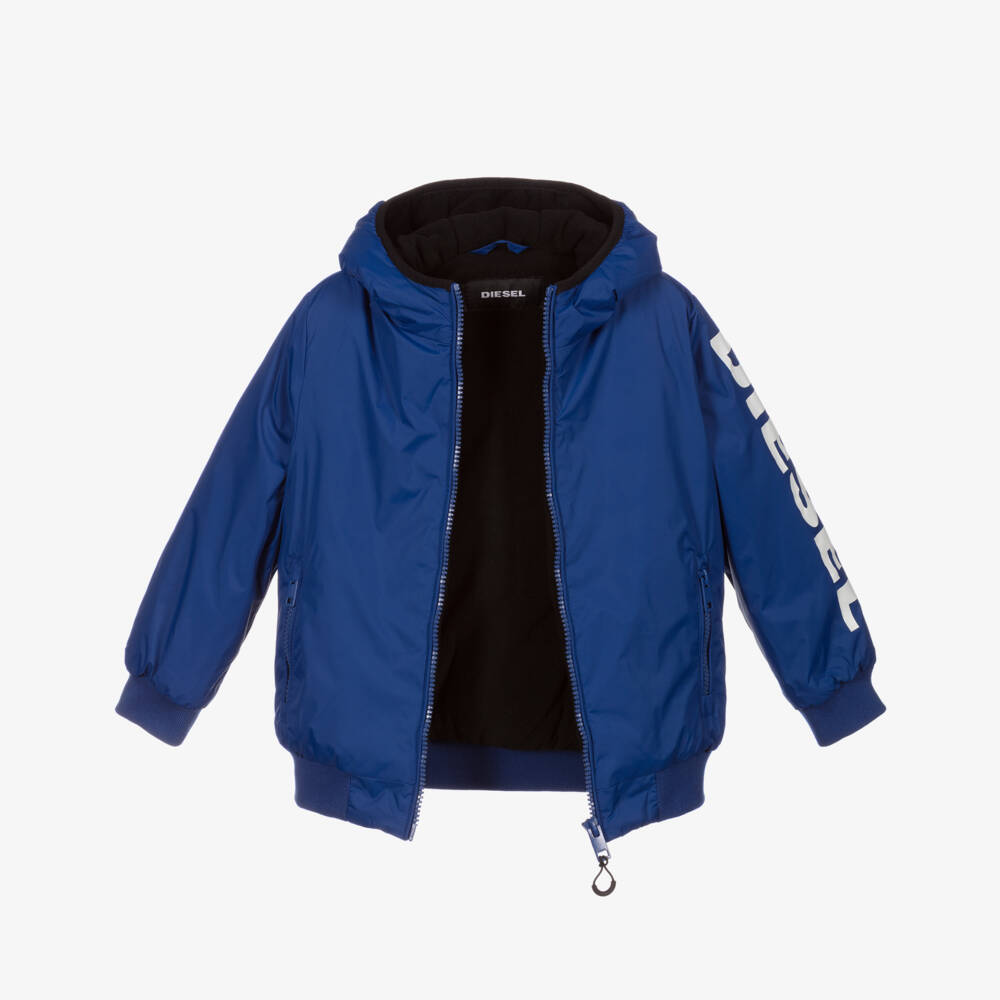 Diesel-Boys Blue Logo Hooded Jacket | Childrensalon Outlet