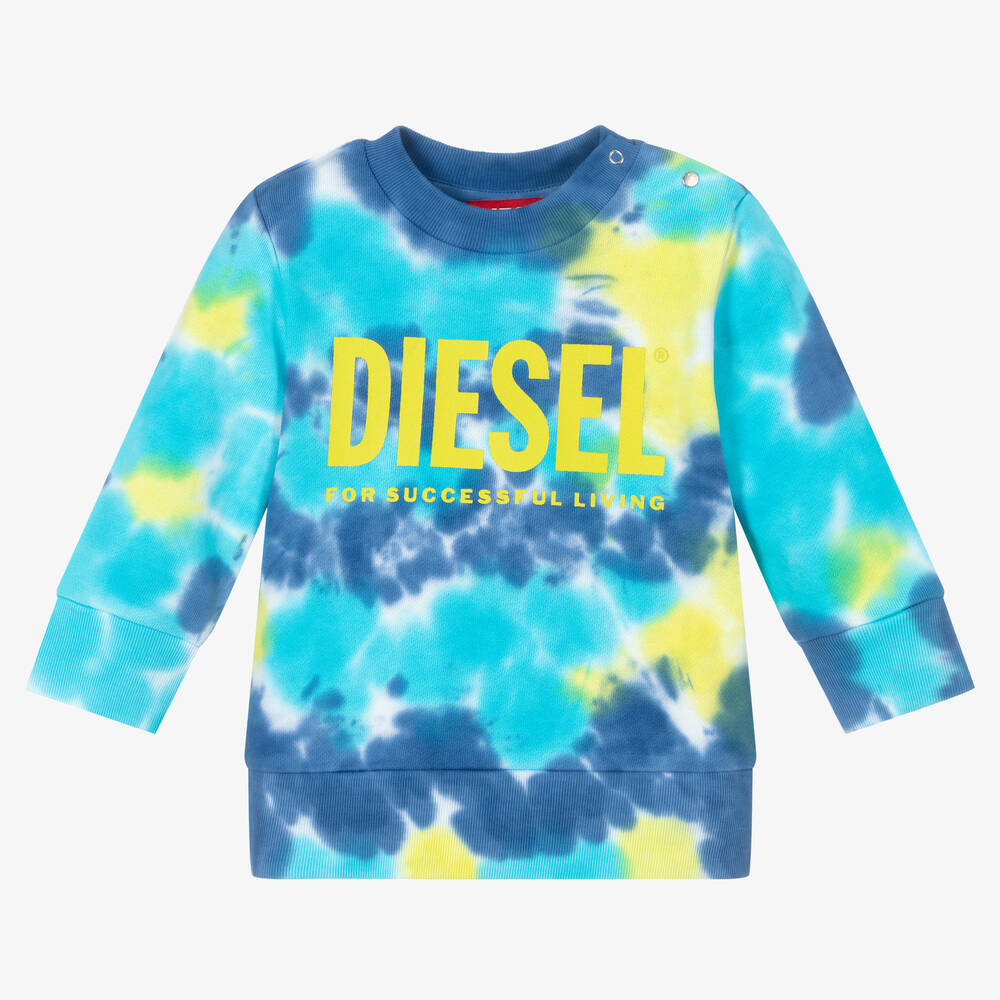 Diesel - سويتشيرت أطفال ولادي قطن جيرسي لون أصفر وأزرق | Childrensalon