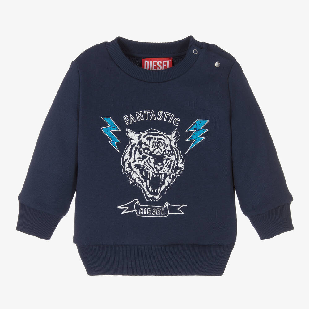 Diesel - Boys Blue Tiger Sweatshirt | Childrensalon