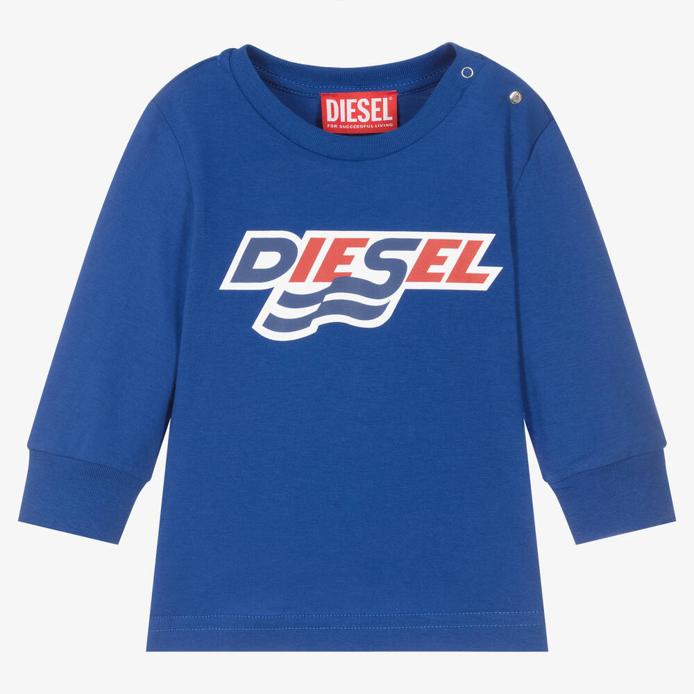 Diesel - توب أطفال ولادي قطن لون أزرق | Childrensalon
