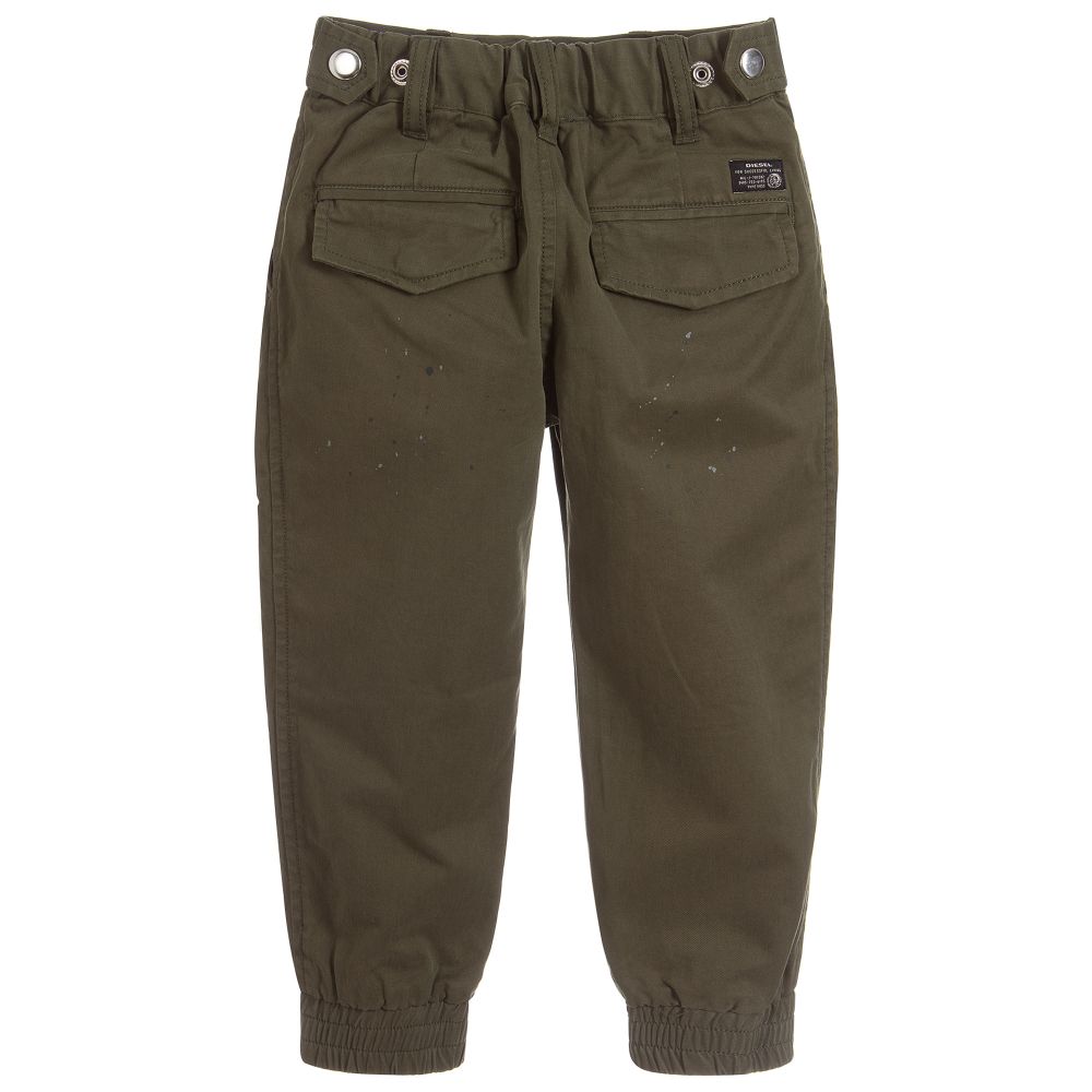 Diesel - Boys Green Cotton Trousers | Childrensalon Outlet