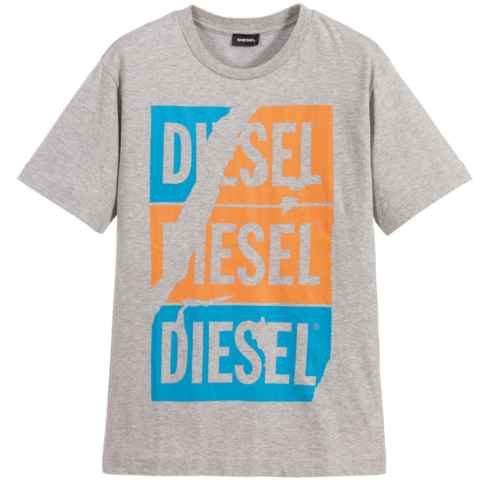 Diesel - Boys Grey Cotton T-Shirt | Childrensalon