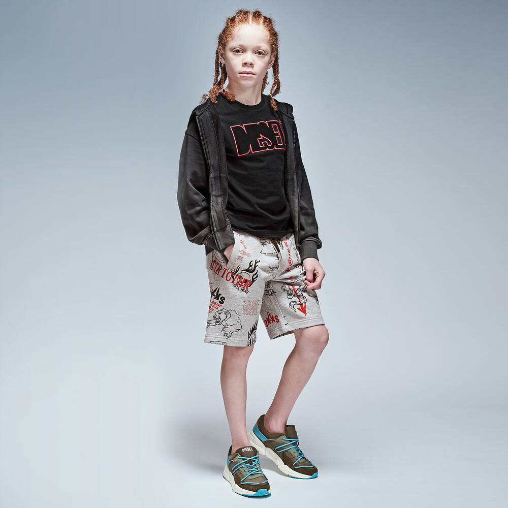 Diesel-Boys Grey Jersey Shorts | Childrensalon Outlet
