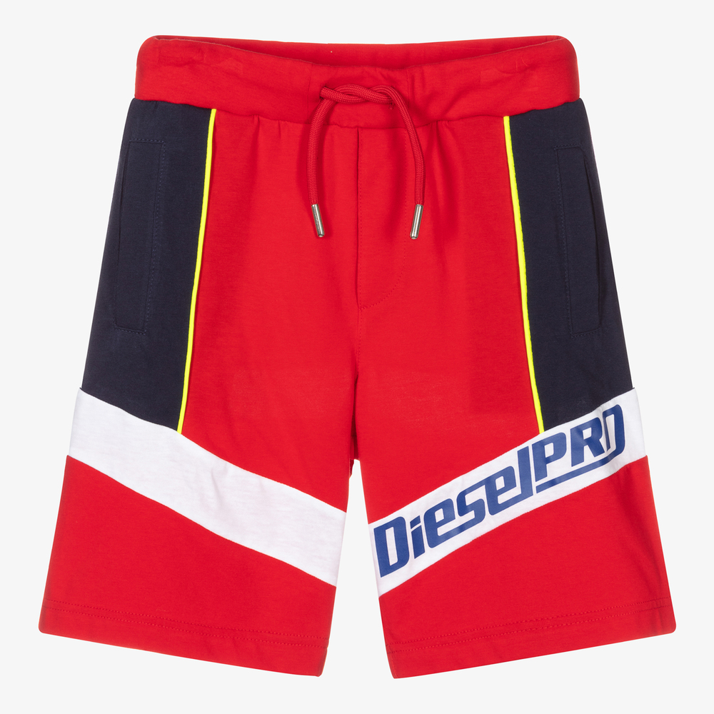 Diesel - Boys Red Cotton Jersey Shorts | Childrensalon