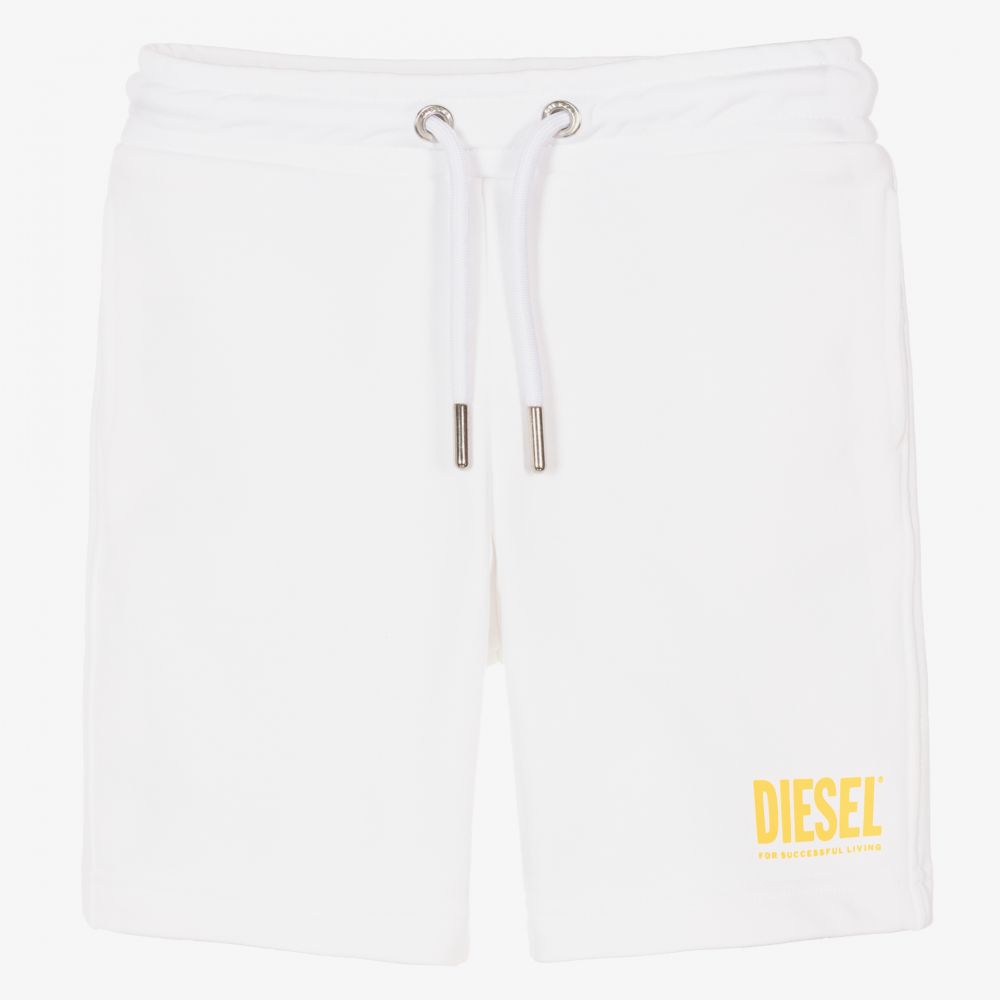 Diesel - Boys White Cotton Logo Shorts | Childrensalon