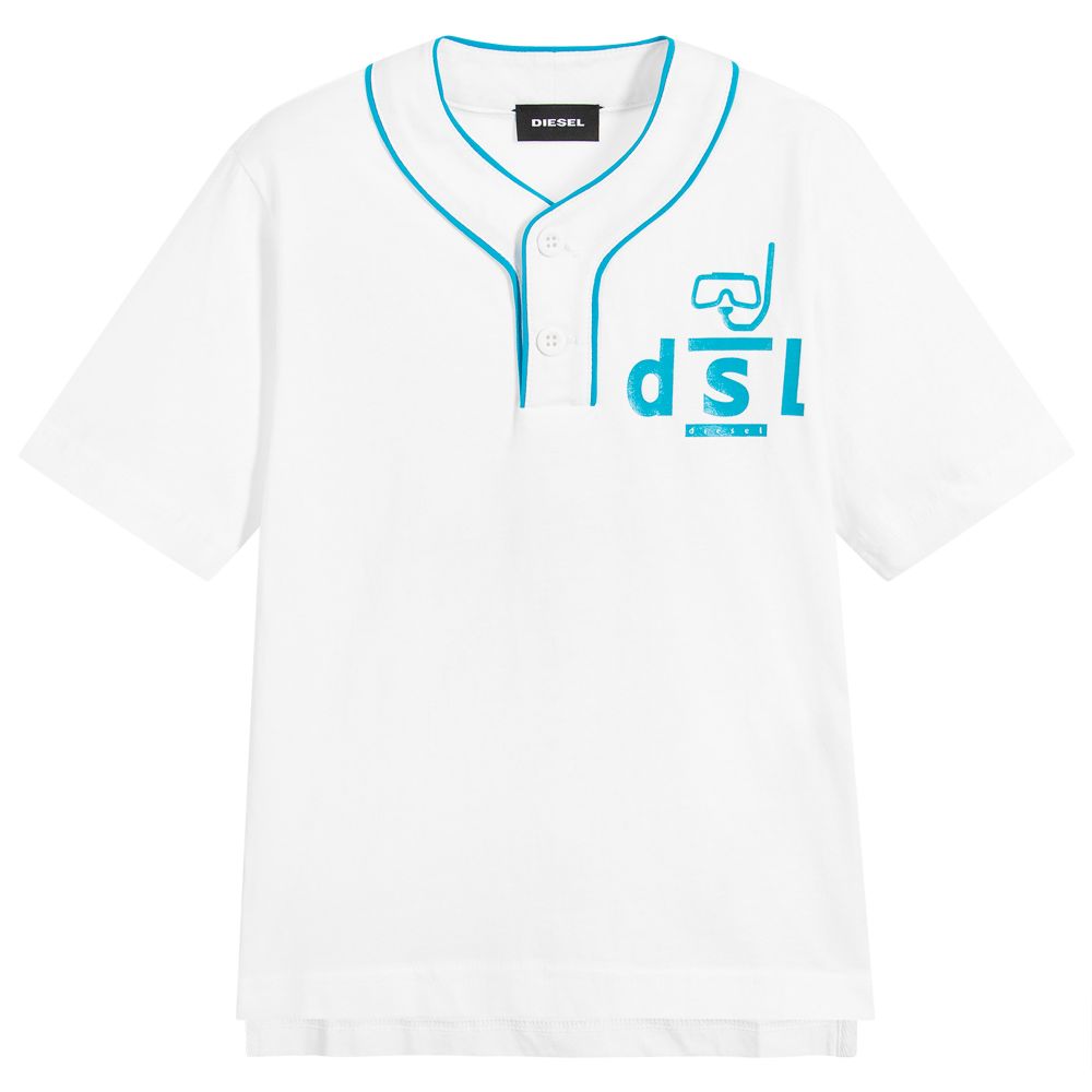 Diesel - Boys White Cotton T-Shirt | Childrensalon