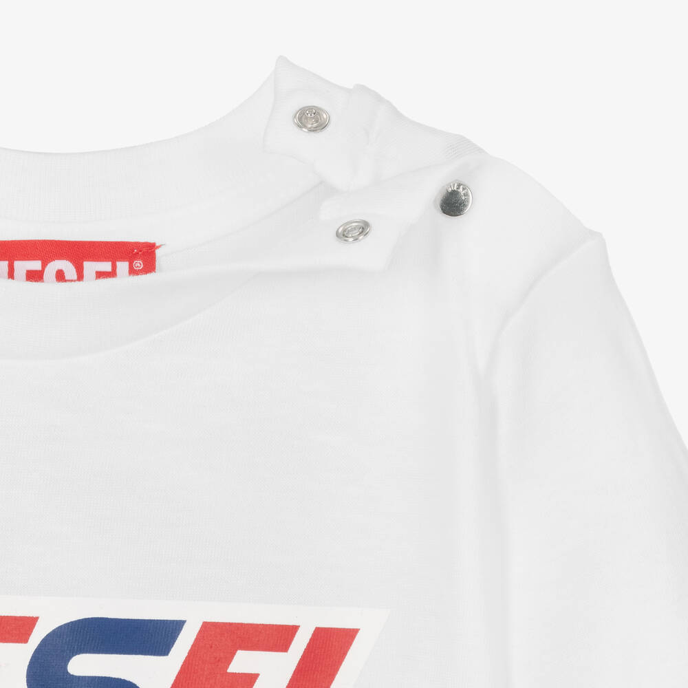 Diesel-Boys White Wave Logo Top | Childrensalon Outlet