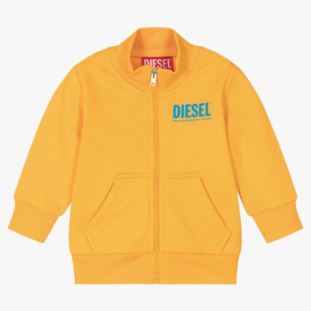 Diesel - Boys Yellow Logo Zip-Up Top | Childrensalon