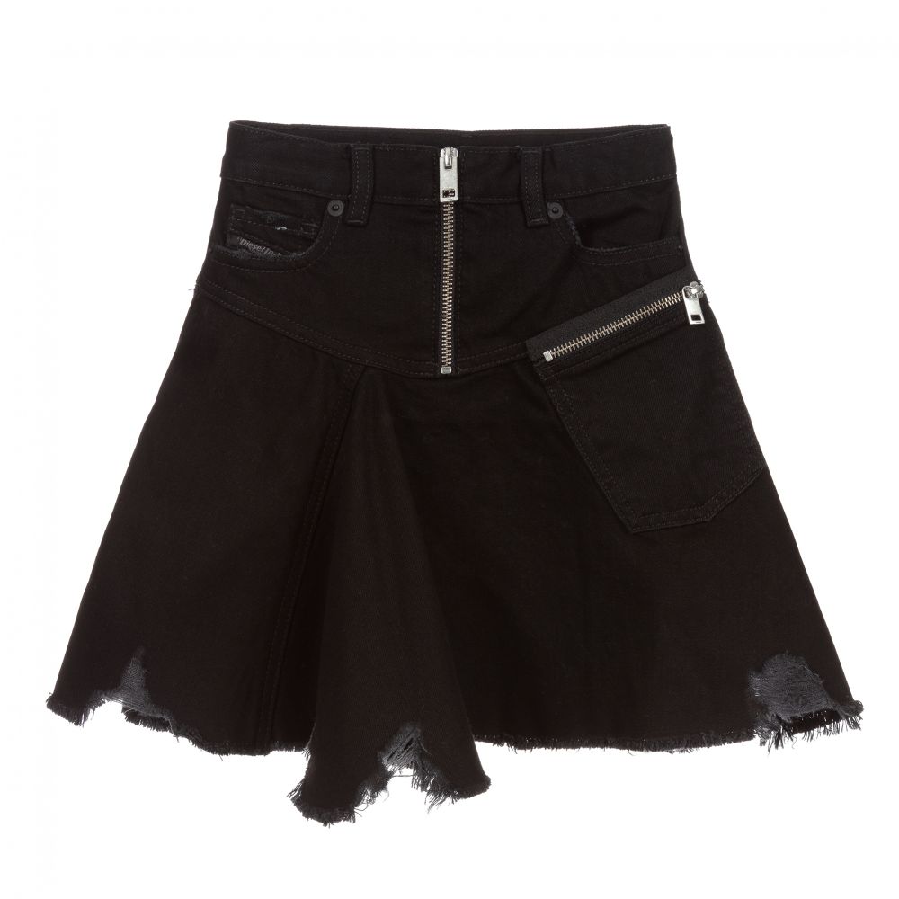 Diesel - Girls Black Denim Skirt | Childrensalon Outlet