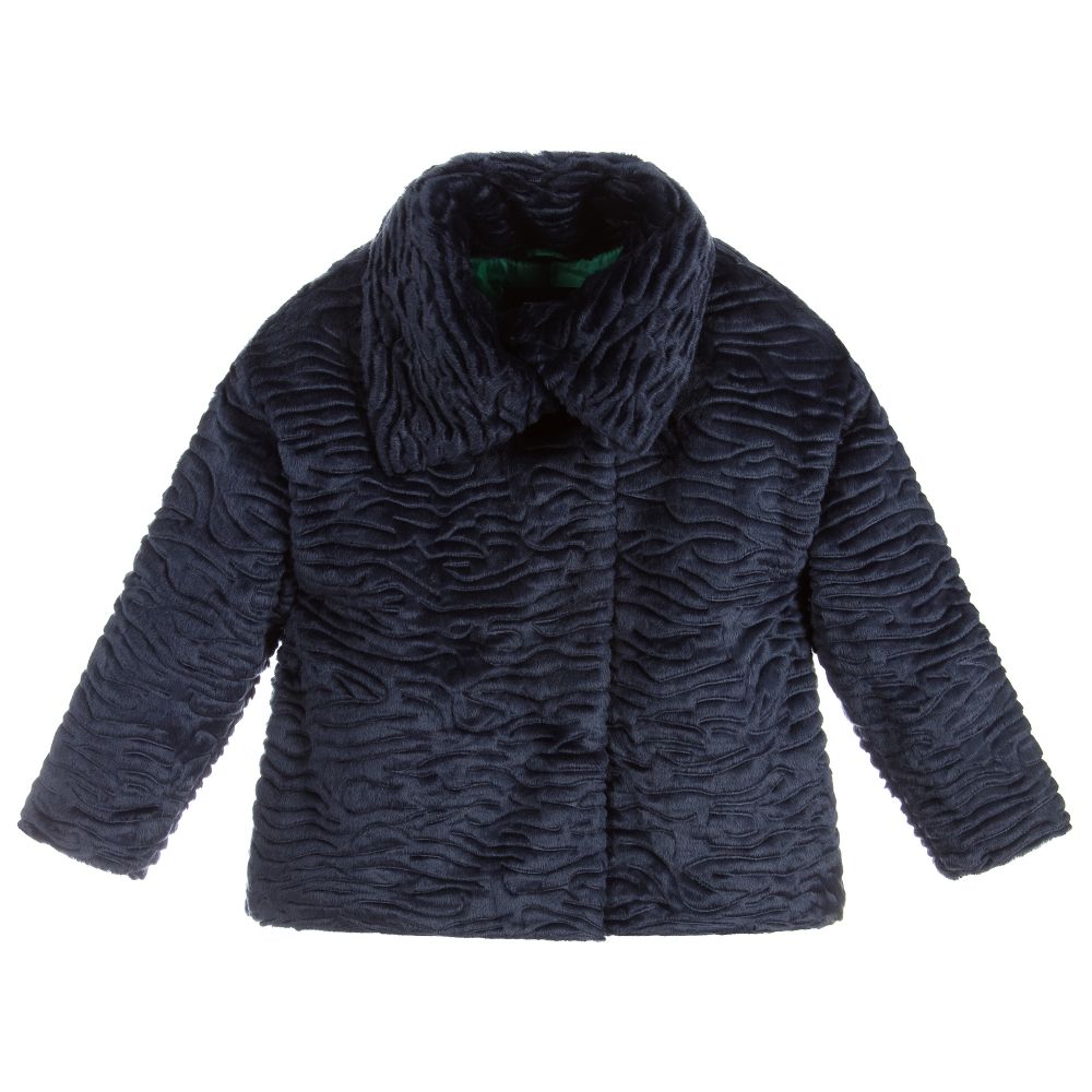 Girls Blue Faux Fur Jacket