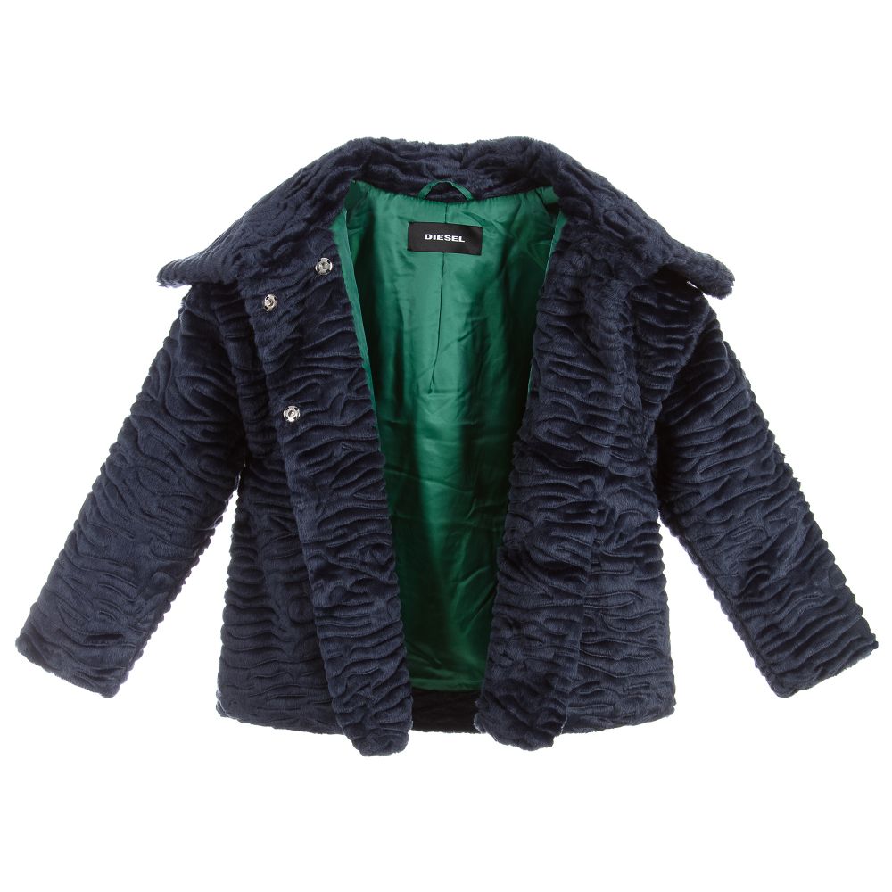 Diesel Girls Blue Faux Fur Jacket Childrensalon Outlet