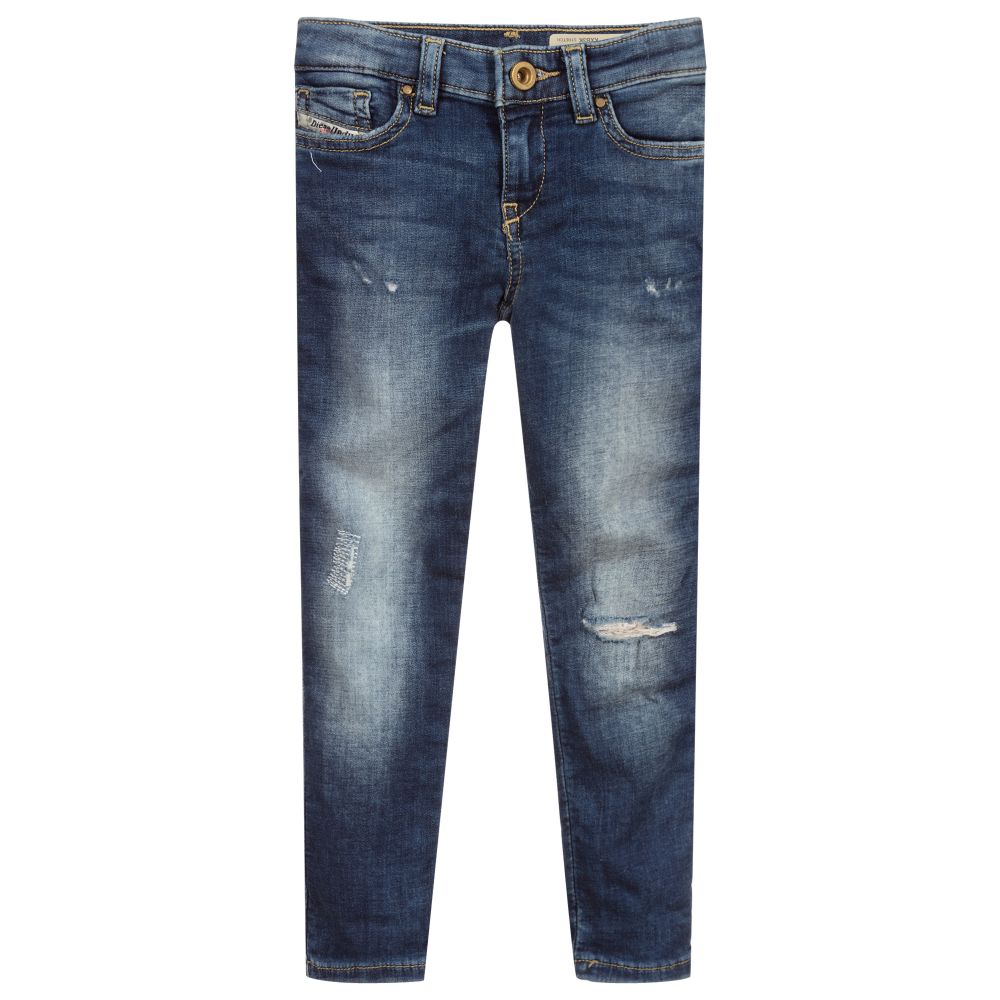 Diesel - Girls Blue Jersey Jeans | Childrensalon