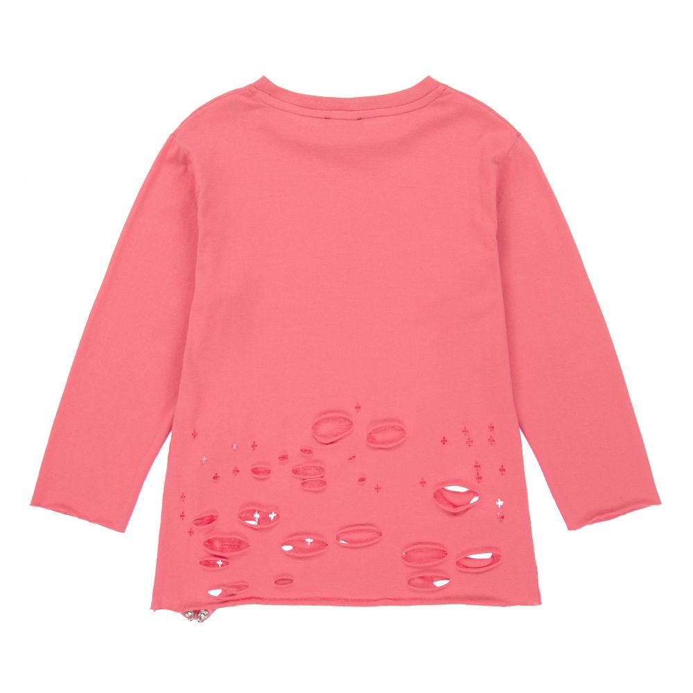 Diesel - Girls Pink Cotton Jersey Top | Childrensalon Outlet