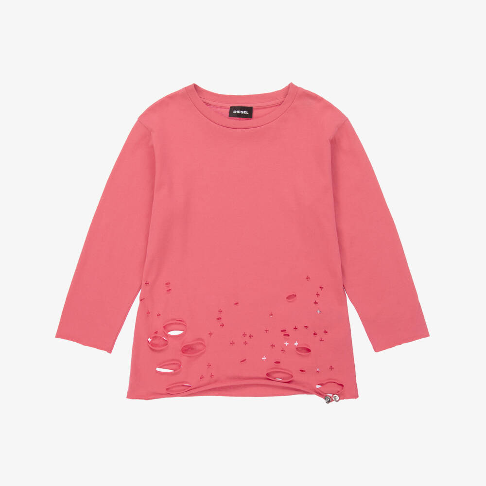 Diesel-Girls Pink Cotton Jersey Top | Childrensalon Outlet