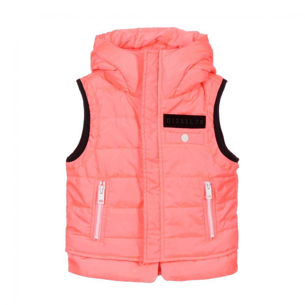 Girls Pink Hooded Gilet Jacket