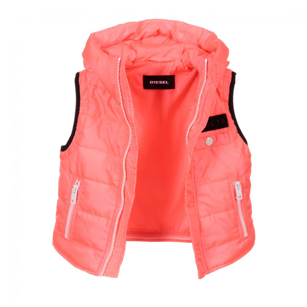Diesel Girls Pink Hooded Gilet Jacket Childrensalon Outlet