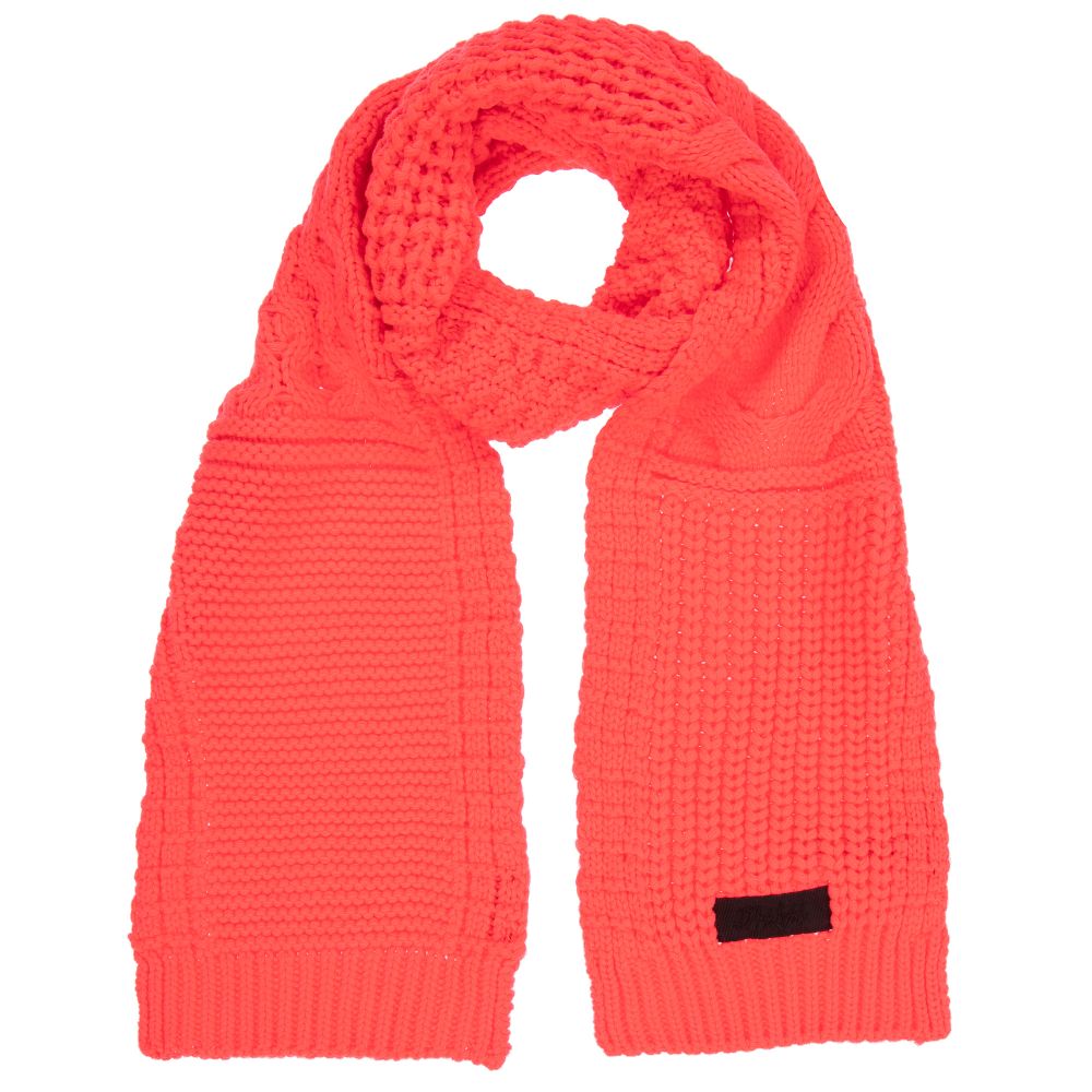 Diesel - Girls Pink Knitted Scarf | Childrensalon